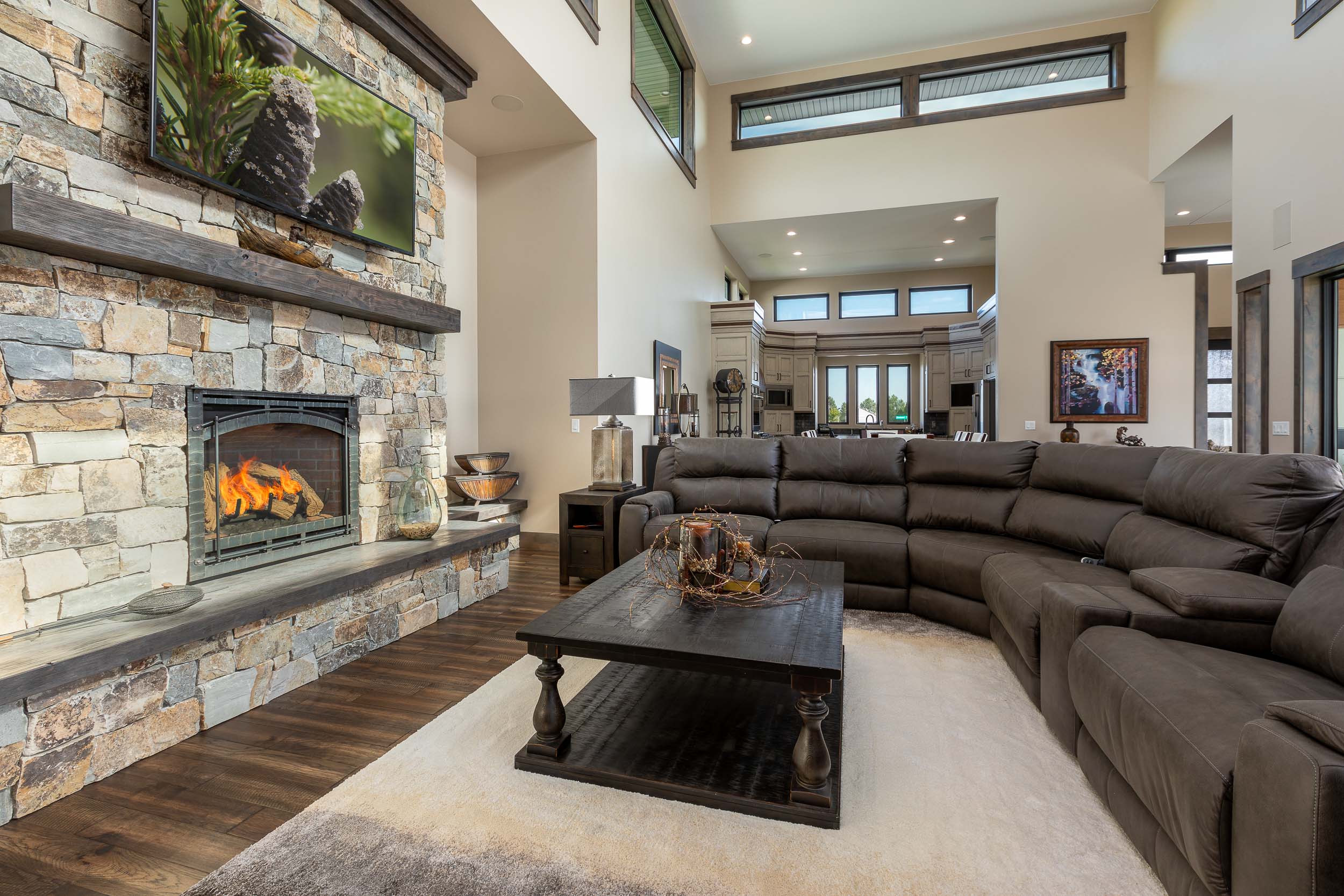large living room with fireplace designed by Ban Construction